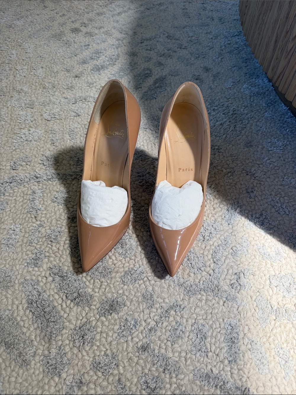 Christian Louboutin Nude Patent Pointed Pumps